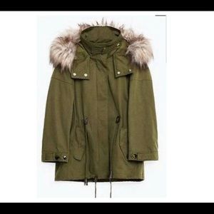 Zara parka coat with removable hood and vest